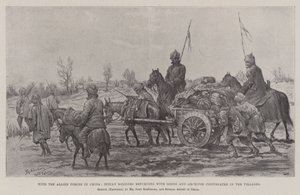 Avec les forces alliées en Chine, soldats indiens revenant avec des biens et des archives confisqués dans les villages - Johann Nepomuk Schonberg